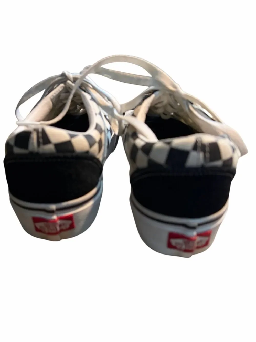 Vans Old Skool sneakers, black/white checkerboard on canvas, black suede